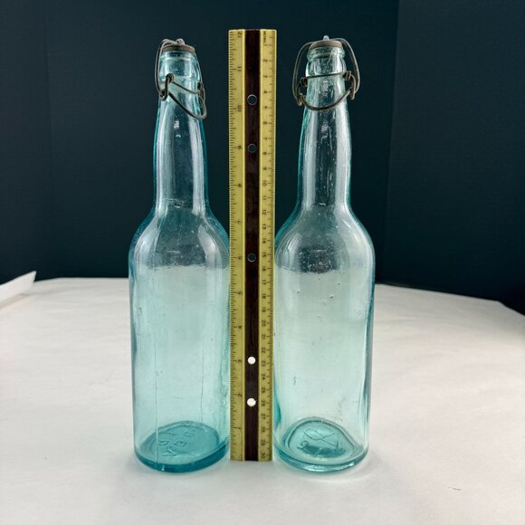 Vintage AB CO Aqua Bale Top Bottles Set Of 2 - Picture 13 of 13